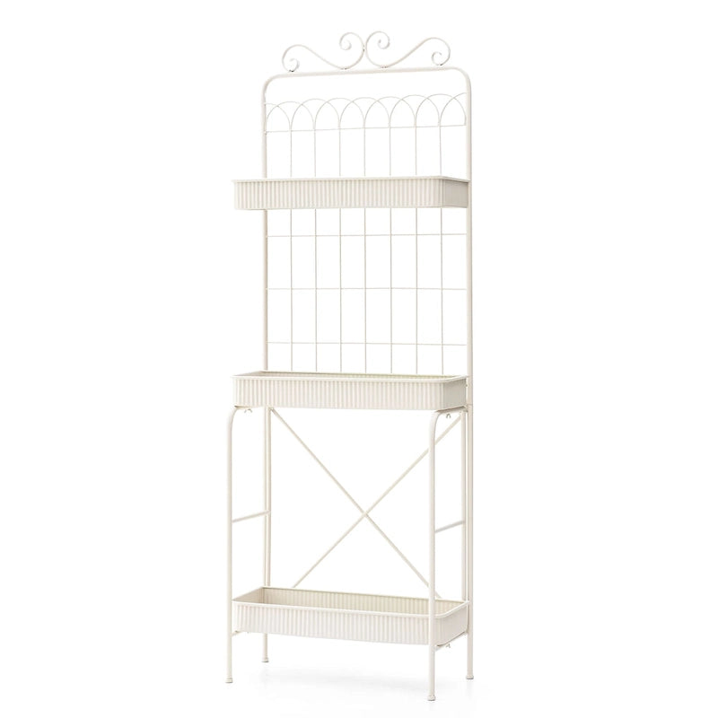 Étagère de rangement multifonctionnelle en métal noir à 3 niveaux 68H, support pour plantes, étagère de cuisine, pour intérieur et extérieur
