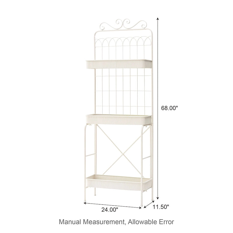 Étagère de rangement multifonctionnelle en métal noir à 3 niveaux 68H, support pour plantes, étagère de cuisine, pour intérieur et extérieur
