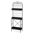 Étagère de rangement multifonctionnelle en métal noir à 3 niveaux 68H, support pour plantes, étagère de cuisine, pour intérieur et extérieur