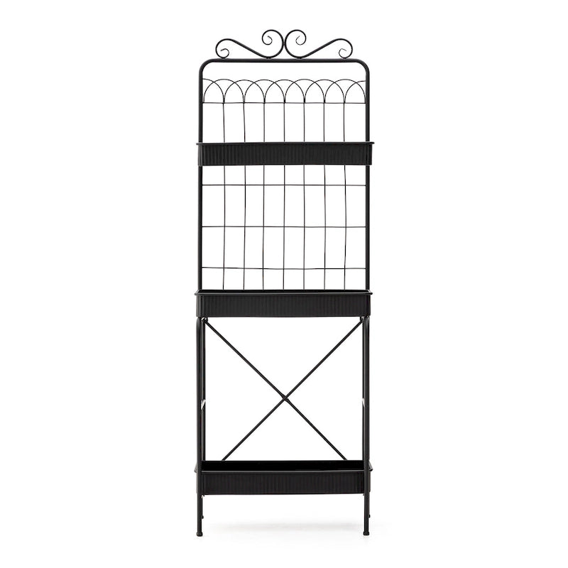 Étagère de rangement multifonctionnelle en métal noir à 3 niveaux 68H, support pour plantes, étagère de cuisine, pour intérieur et extérieur