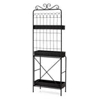 Étagère de rangement multifonctionnelle en métal noir à 3 niveaux 68H, support pour plantes, étagère de cuisine, pour intérieur et extérieur