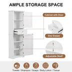 Armoire à linge avec tiroir et étagère réglable, 22 po l. x 11 po P x 67,3 po H