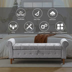 Banc de rangement capitonné à 62 boutons pour chambre à coucher, pouf ottoman moderne en tissu, banc de fenêtre, accoudoirs arrondis pour chambre à coucher