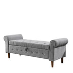 Banc de rangement capitonné à 62 boutons pour chambre à coucher, pouf ottoman moderne en tissu, banc de fenêtre, accoudoirs arrondis pour chambre à coucher
