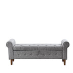 Banc de rangement capitonné à 62 boutons pour chambre à coucher, pouf ottoman moderne en tissu, banc de fenêtre, accoudoirs arrondis pour chambre à coucher