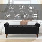 Banc de rangement capitonné à 62 boutons pour chambre à coucher, pouf ottoman moderne en tissu, banc de fenêtre, accoudoirs arrondis pour chambre à coucher