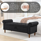 Banc de rangement capitonné à 62 boutons pour chambre à coucher, pouf ottoman moderne en tissu, banc de fenêtre, accoudoirs arrondis pour chambre à coucher