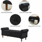 Banc de rangement capitonné à 62 boutons pour chambre à coucher, pouf ottoman moderne en tissu, banc de fenêtre, accoudoirs arrondis pour chambre à coucher