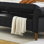 Banc de rangement capitonné à 62 boutons pour chambre à coucher, pouf ottoman moderne en tissu, banc de fenêtre, accoudoirs arrondis pour chambre à coucher