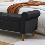 Banc de rangement capitonné à 62 boutons pour chambre à coucher, pouf ottoman moderne en tissu, banc de fenêtre, accoudoirs arrondis pour chambre à coucher