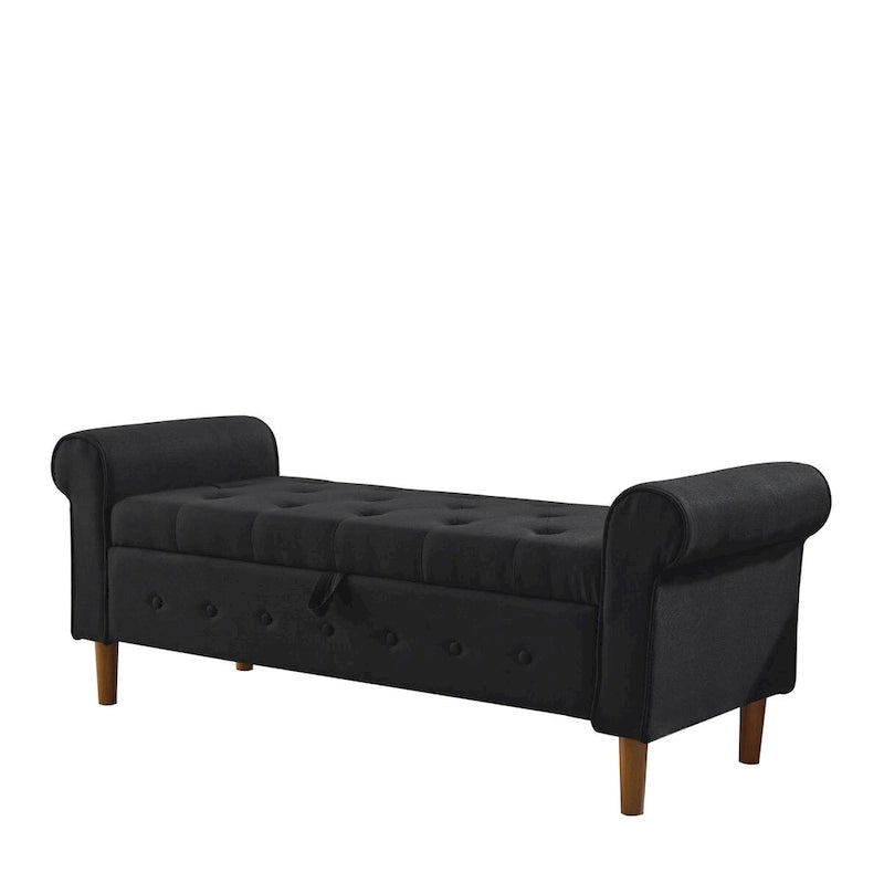 Banc de rangement capitonné à 62 boutons pour chambre à coucher, pouf ottoman moderne en tissu, banc de fenêtre, accoudoirs arrondis pour chambre à coucher