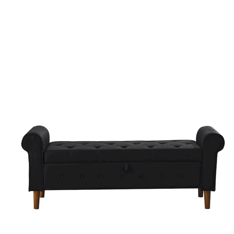 Banc de rangement capitonné à 62 boutons pour chambre à coucher, pouf ottoman moderne en tissu, banc de fenêtre, accoudoirs arrondis pour chambre à coucher