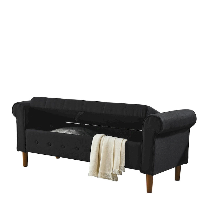 Banc de rangement capitonné à 62 boutons pour chambre à coucher, pouf ottoman moderne en tissu, banc de fenêtre, accoudoirs arrondis pour chambre à coucher