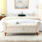 Banc de rangement capitonné à 62 boutons pour chambre à coucher, pouf ottoman moderne en tissu, banc de fenêtre, accoudoirs arrondis pour chambre à coucher