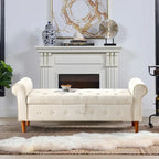 Banc de rangement capitonné à 62 boutons pour chambre à coucher, pouf ottoman moderne en tissu, banc de fenêtre, accoudoirs arrondis pour chambre à coucher