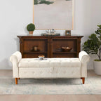 Banc de rangement capitonné à 62 boutons pour chambre à coucher, pouf ottoman moderne en tissu, banc de fenêtre, accoudoirs arrondis pour chambre à coucher